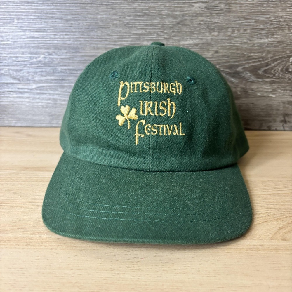 Vintage Pittsburgh Irish Festival Hat Cap Strap Back Embroidered Wool Mens